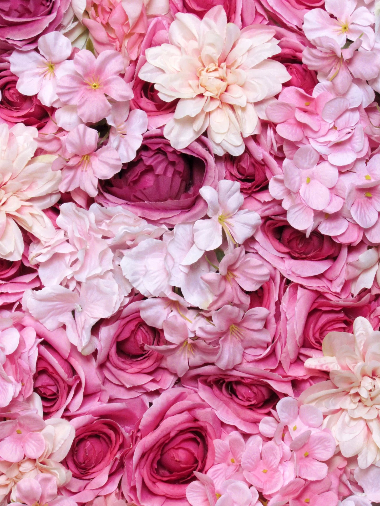 Kunstblumen Wandpaneele - Rosa Blumen - 50x50cm