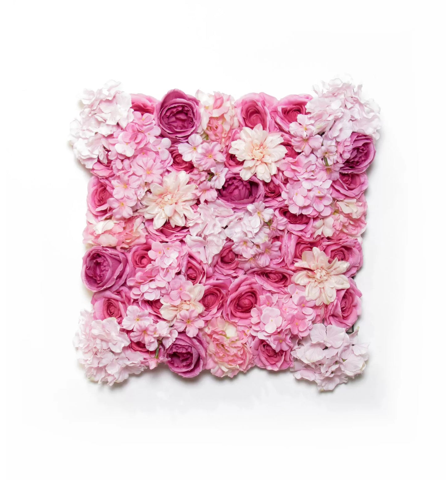 Kunstblumen Wandpaneele - Rosa Blumen - 50x50cm